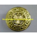 Plaid Brooch Irish Shamrock Gold Plated