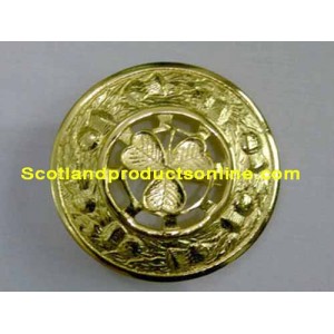 Plaid Brooch Irish Shamrock Gold Plated