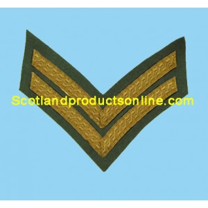 2 Bar Chevron Mess Dress Gold on Rifle Green