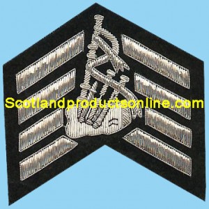 4 Bar Silver Wire Embroidery Chevron With Bagpipe