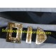 Black PVC Military Piper Cross Belt With Gold Buckles