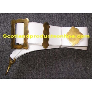 White Leather Militaria Marching Band Side Drum Sling