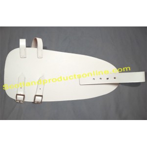 White Leather Marching Band Drummer Leg Apron Protector