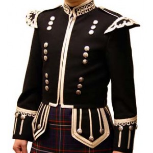 100% Wool Brand New Military Piper Drummer Doublet Tunic Pipe Band Black Jacket 