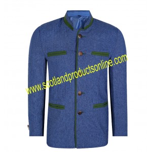 Blue Tweed German Bavarian Trachten Jacket