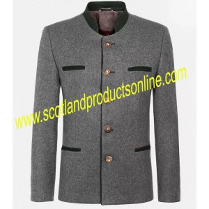 Grey German Bavarian Tyrol Loden Trachten Jacket