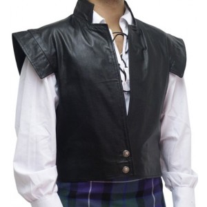 Mens Jacobite Black 100% Leather Swordsman Waistcoat