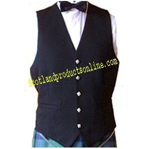 Black 5 Button Kilt Argyll Waistcoat