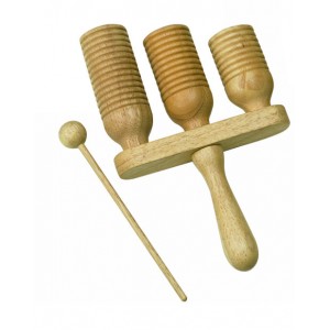 3 Block Wooden Agogo Bell with Beater