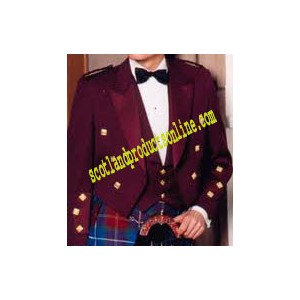 Maroon Prince Charlie Jacket With Waistcoat
