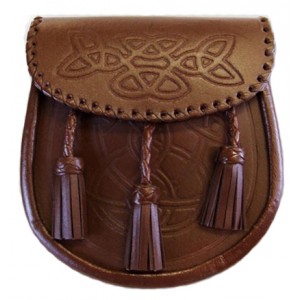 Celtic Leather Brown Sporran with Tassels
