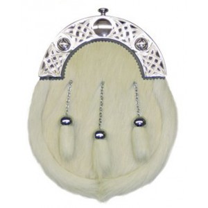 Rabbit Hair Sporran Chrome Cantle with Tassels