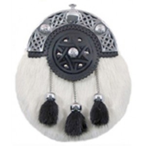Rabbit Hair Sporran Chrome Cantle with Tassels