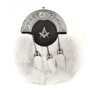 Rabbit Hair Sporran Chrome Cantle Masonic Badge with Tassels