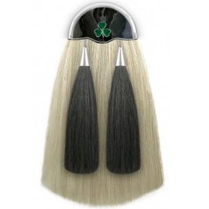 Military Long Hair Sporran Chrome Light Cantle Irish Maple Leaf Badge with Tassels