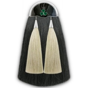 Military Long Hair Sporran Chrome Light Cantle Irish Maple Leaf Badge with Tassels
