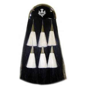 Military Long Hair Sporran Chrome Light Cantle Thistle Badge with Tassels