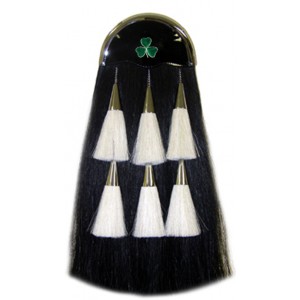 Military Long Hair Sporran Chrome Light Cantle Irish Maple Leaf Badge with Tassels