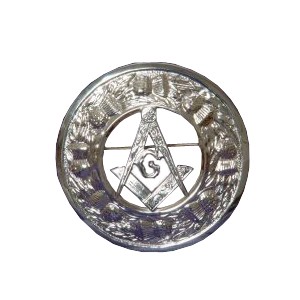 Plaid Brooch with Masonic Crest Badge