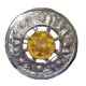 Plaid Brooch with Yellow Stone