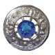 Plaid Brooch with Blue Stone