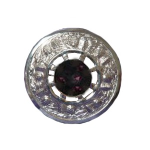 Plaid Brooch with Purple Stone