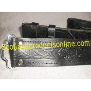 Black Celtic Embossed Leather Kilt Belt