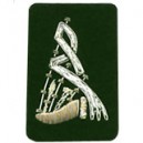 Pipes Badge Silver On Green
